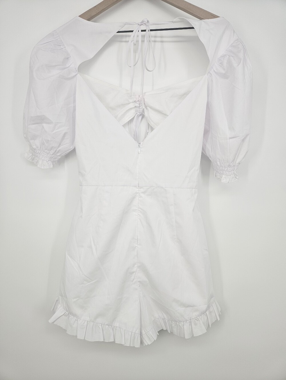 For Love And Lemons White Cut Out Puff Sleeve Romper - Picture 12 of 15